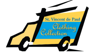 Picture of a truck with the words "St. Vincent de Paul Clothing Drive"