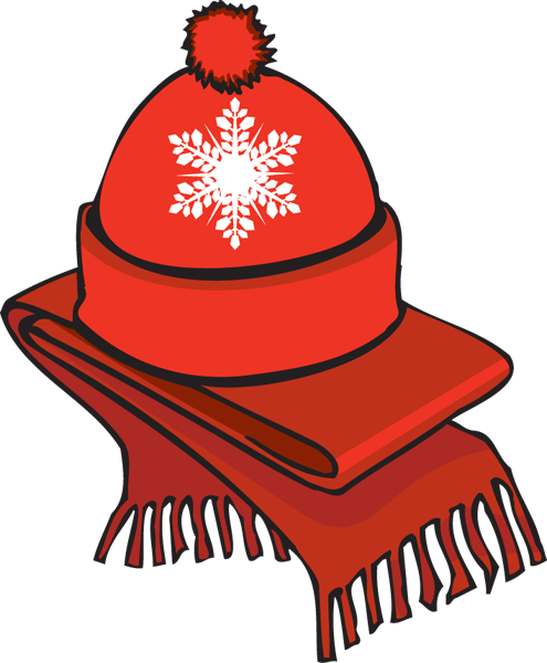 A red knitted hat and scarf