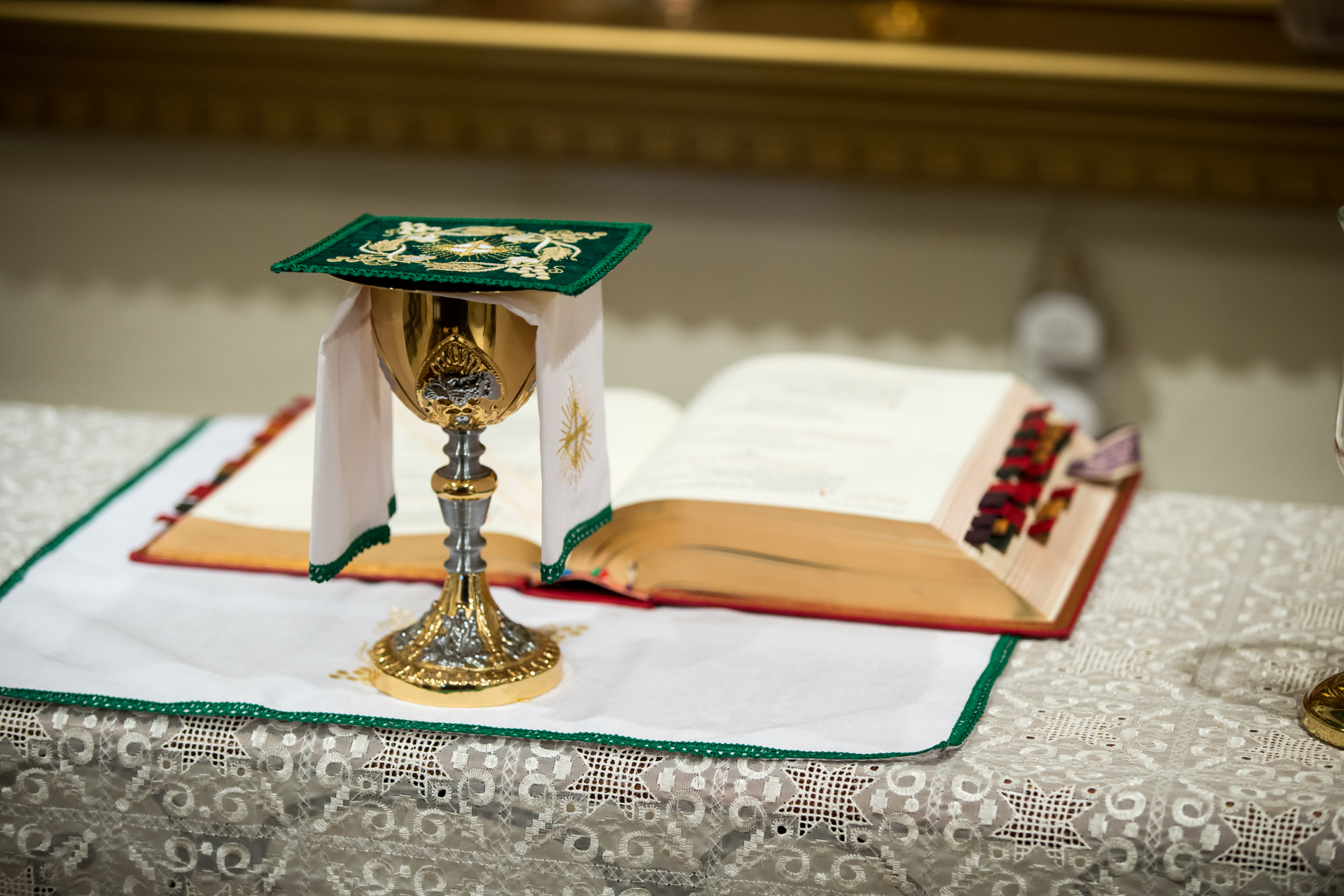 Chalice & Sacramentary book on an altar
