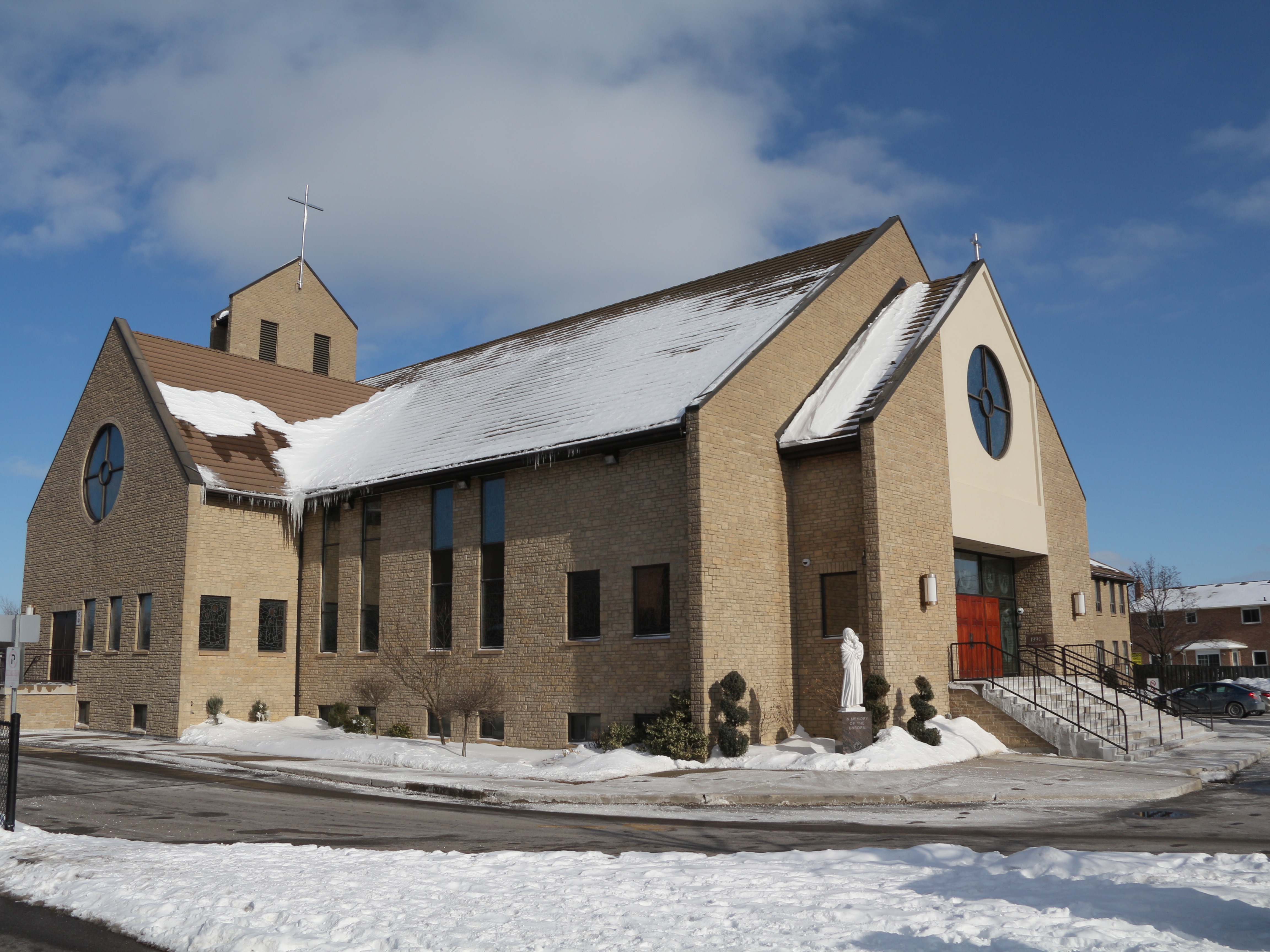 A photo of St. Leonard's Church taken in the winter