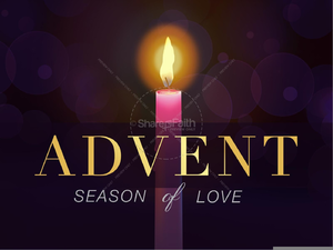 1 Advent Candle lit with the words Season of Love
